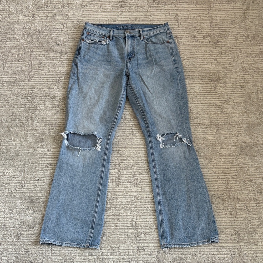 American Eagle Outfitters Light Blue Distressed Flare Jeans